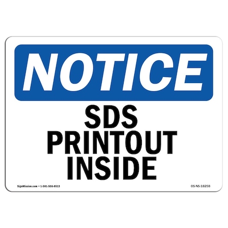 OSHA Notice Sign, SDS Printout Inside, 5in X 3.5in Decal